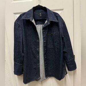 Banana Republic BR Long Sleeve Denim Shacket Jacket Women Dark Rinse Blue Large